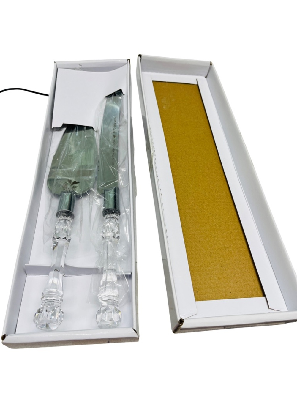 Cake Knife and Server pair, NIP, acrylic handles, SS upper, knife 13”, server 10